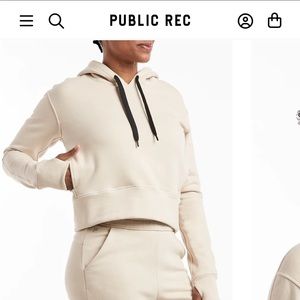Public Rec cropped Luxxe Fleece Hoodie - IVORY XS